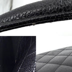 Chanel Handbag Quilted CC Logo Turnlock Top Handle Caviar Leather Black Silver — view 6