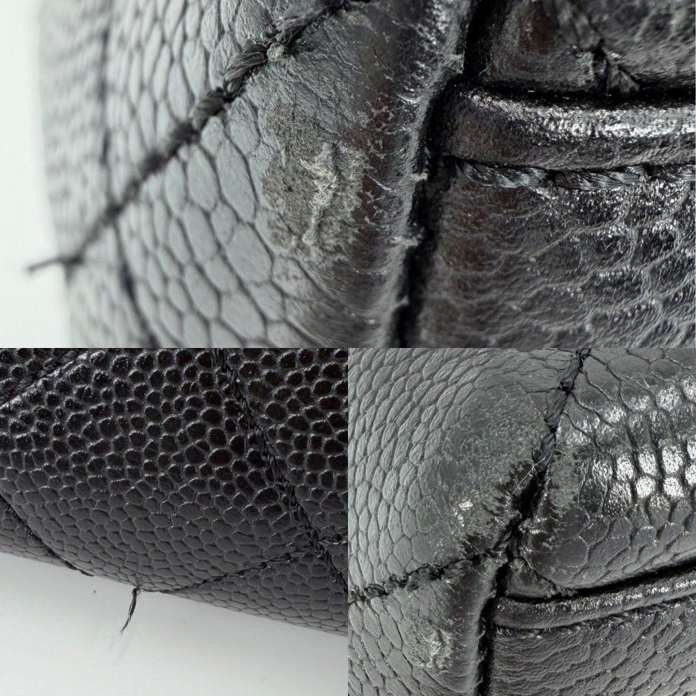 Chanel Handbag Quilted CC Logo Turnlock Top Handle Caviar Leather Black Silver — view 7