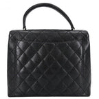 Chanel Handbag Quilted CC Logo Turnlock Top Handle Caviar Leather Black Silver — view 2