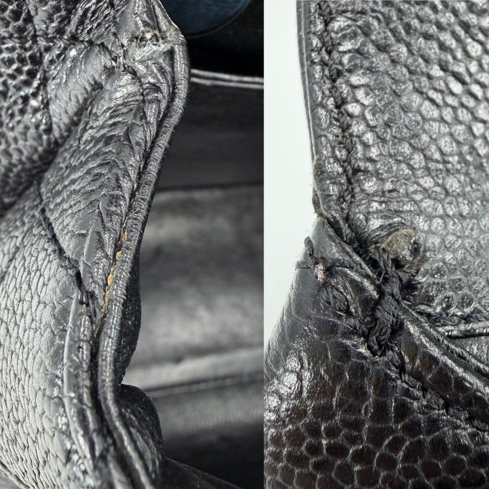 Chanel Handbag Quilted CC Logo Turnlock Top Handle Caviar Leather Black Silver — view 8