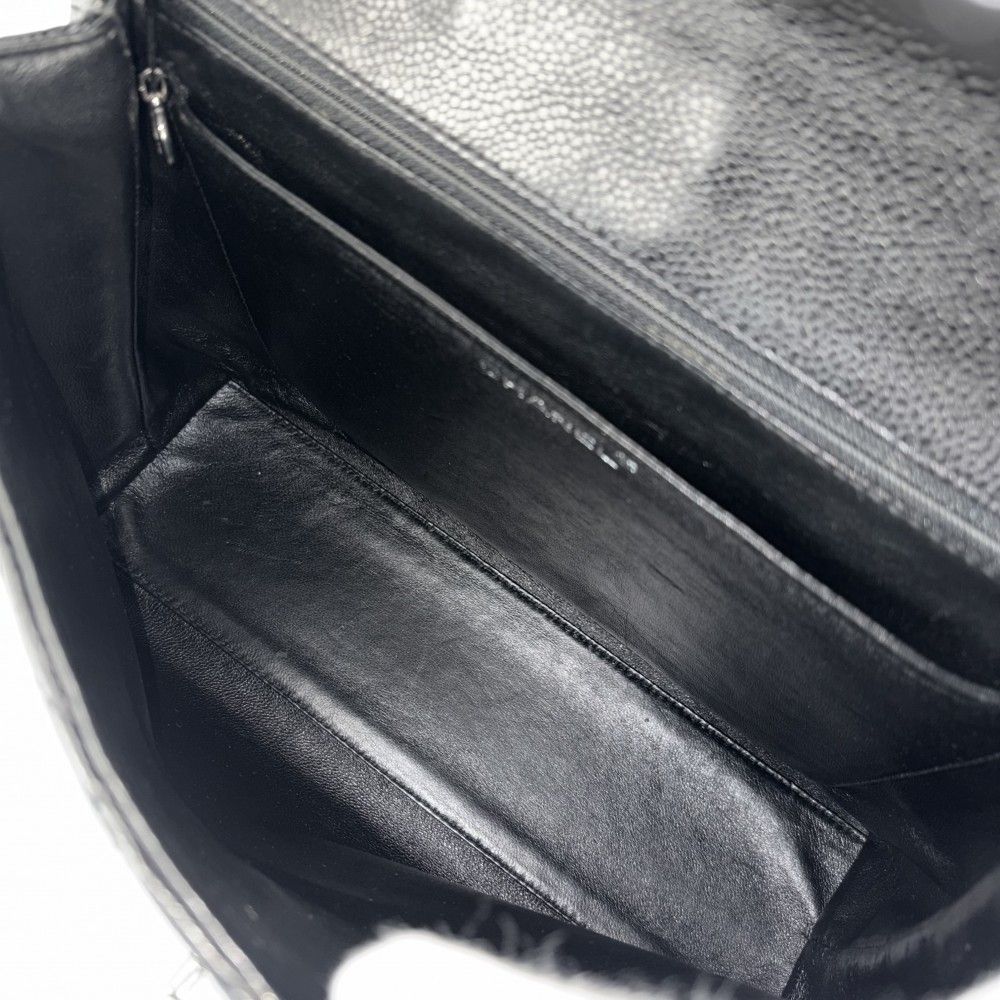 Chanel Handbag Quilted CC Logo Turnlock Top Handle Caviar Leather Black Silver — view 4