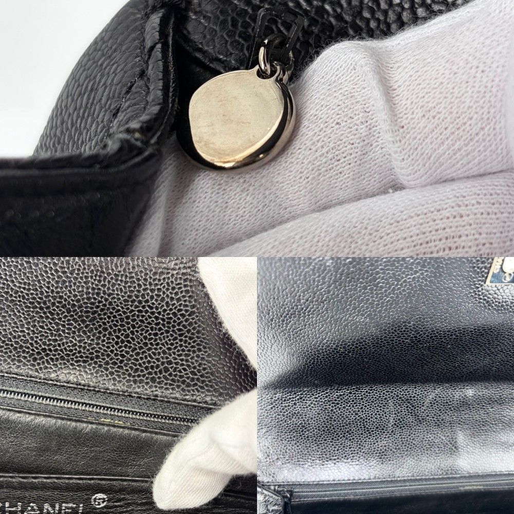 Chanel Handbag Quilted CC Logo Turnlock Top Handle Caviar Leather Black Silver — view 9