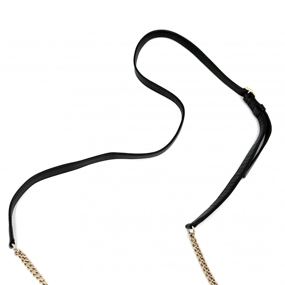 Chanel Shoulder Bag Chez Blanc Stitch CC Logo Bag Crossbody Leather Black Gold — view 9