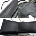 Chanel Shoulder Bag Chez Blanc Stitch CC Logo Bag Crossbody Leather Black Gold — view 6