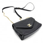 Chanel Shoulder Bag Chez Blanc Stitch CC Logo Bag Crossbody Leather Black Gold — view 3
