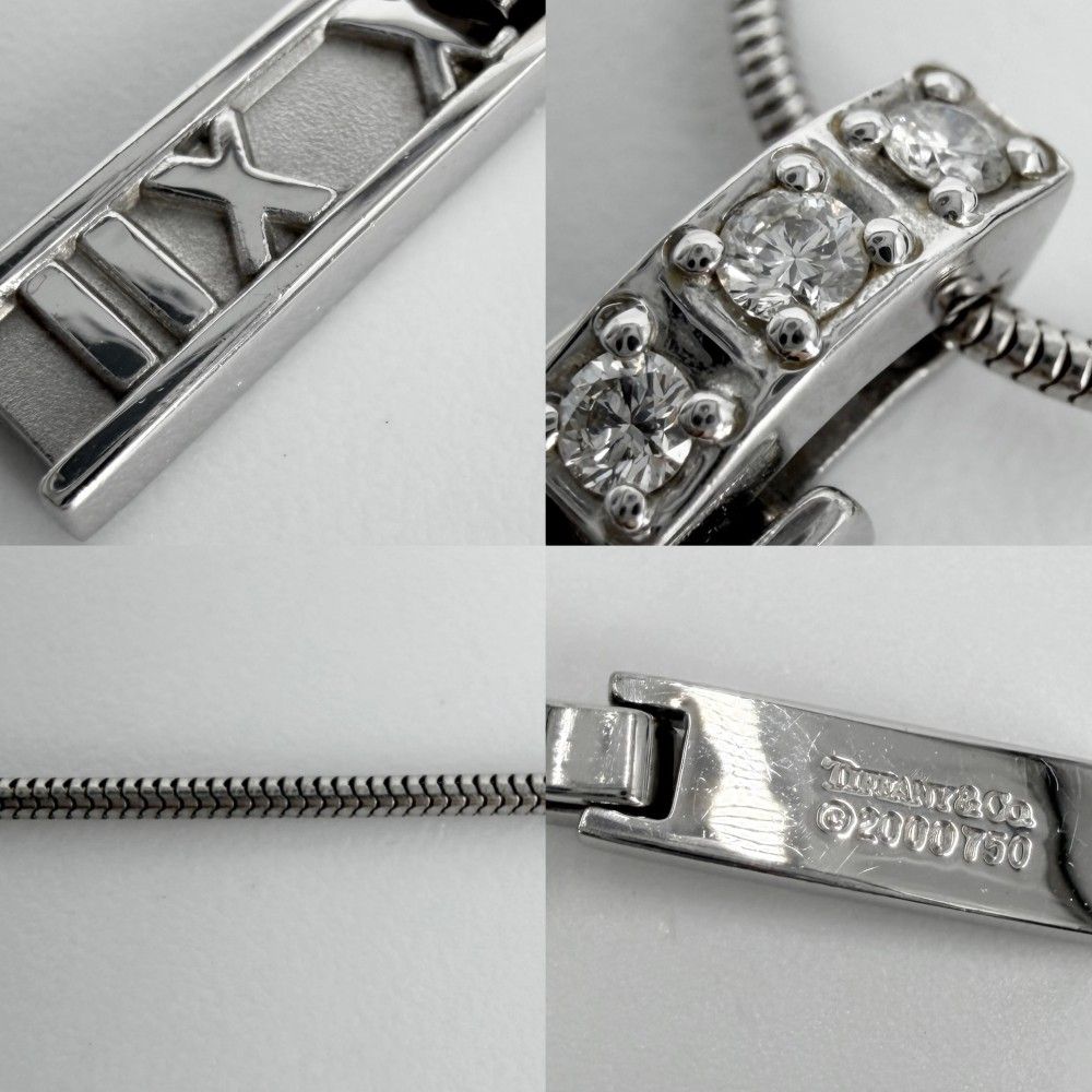 Tiffany & Co Necklace Atlas Bar Pendant 18k WG White Gold Diamond — view 7