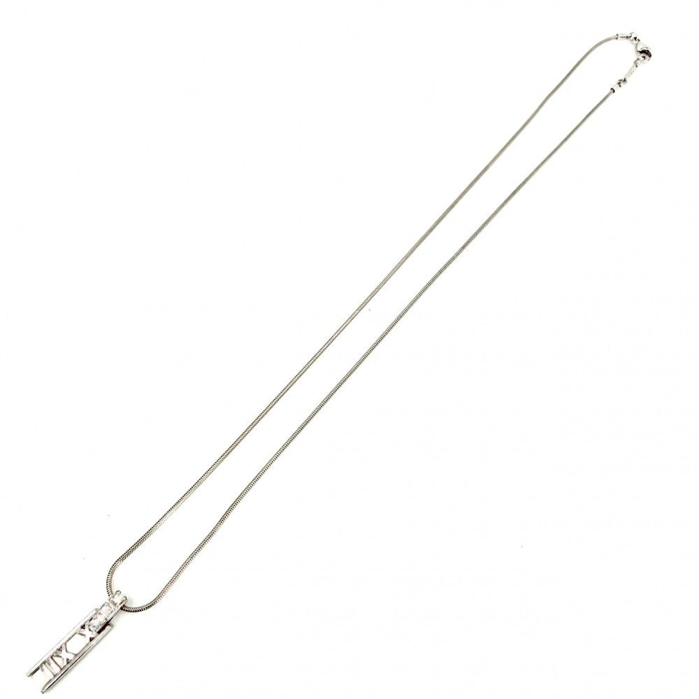 Tiffany & Co Necklace Atlas Bar Pendant 18k WG White Gold Diamond — view 5