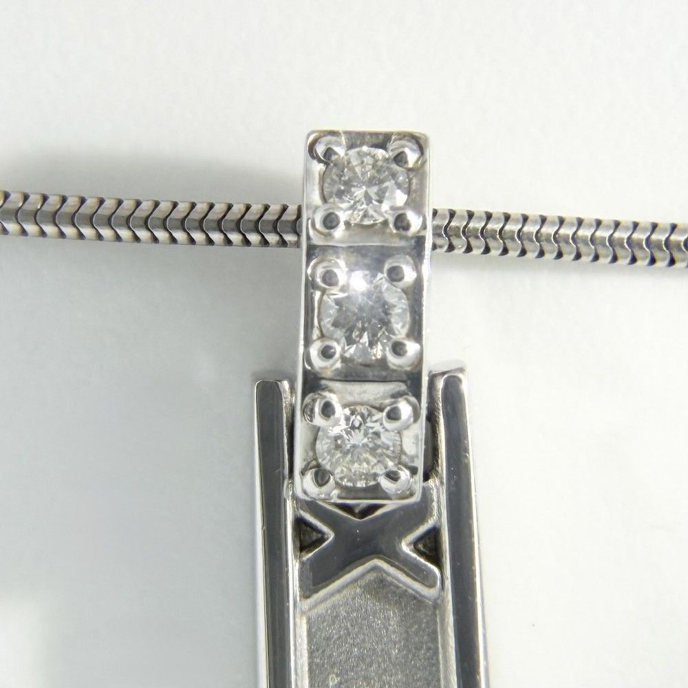 Tiffany & Co Necklace Atlas Bar Pendant 18k WG White Gold Diamond — view 4