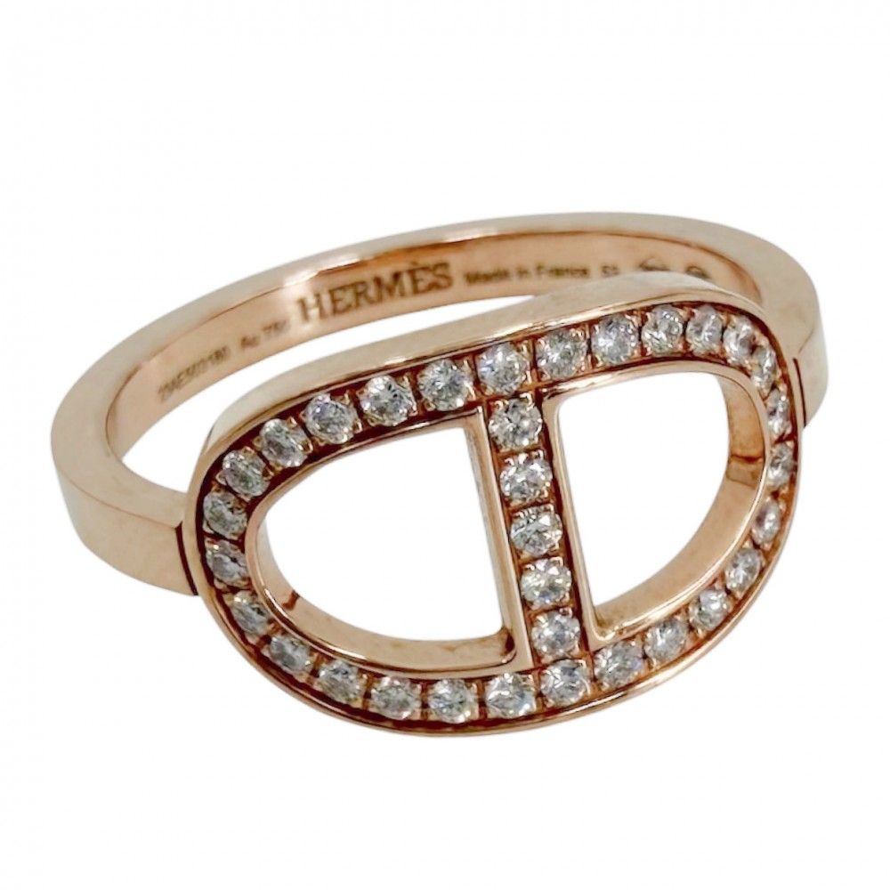 Hermes Ring Chaine D'ancre Contour 18k Gold PG 53 Diamond