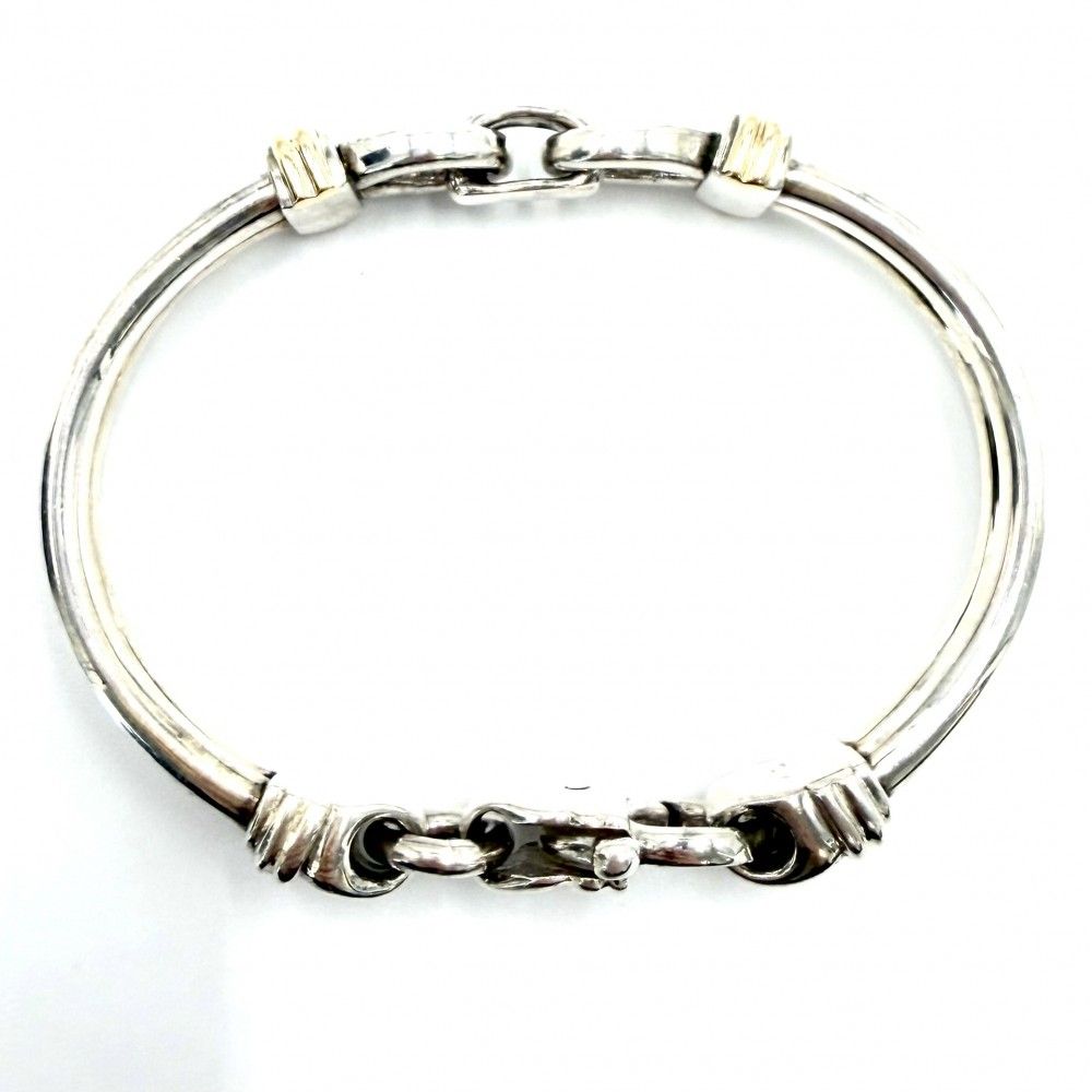 Tiffany & Co Bangle Double Loop Combination Bracelet 18k YG 925 Sterling Silver — view 3