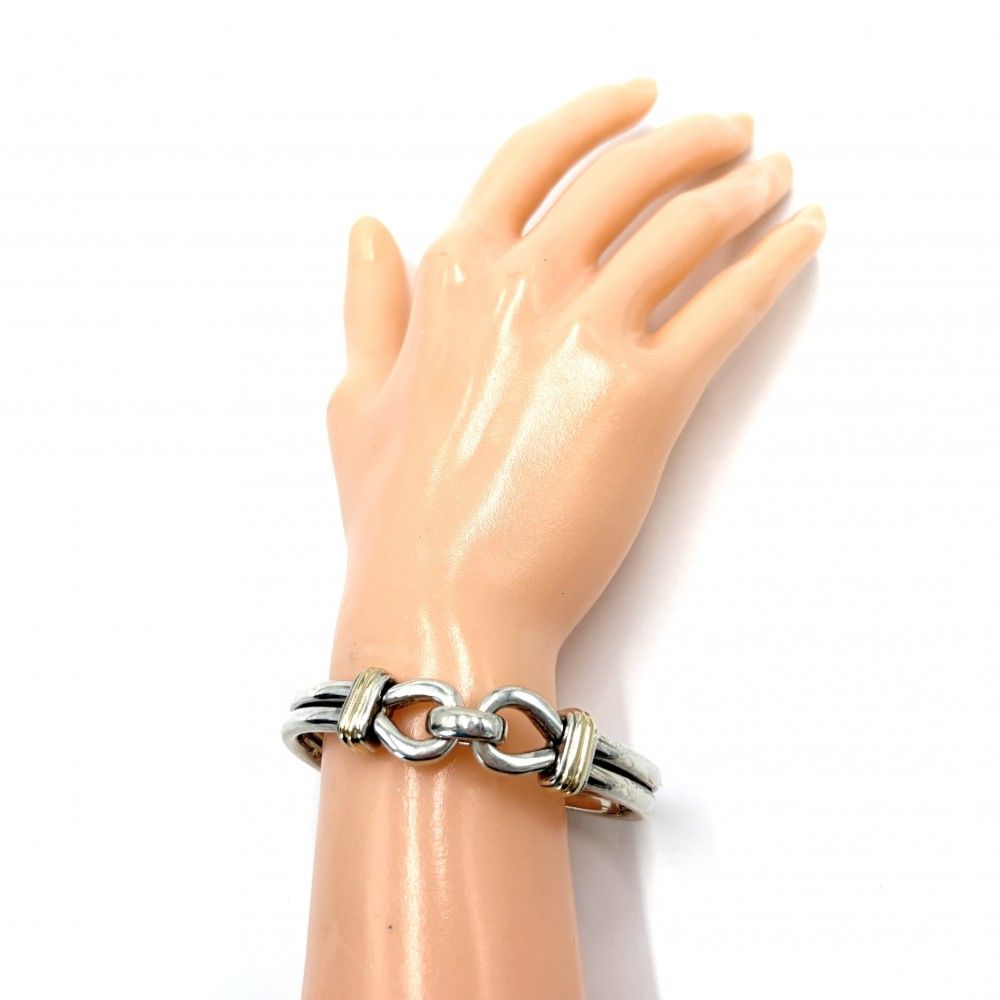 Tiffany & Co Bangle Double Loop Combination Bracelet 18k YG 925 Sterling Silver — view 4