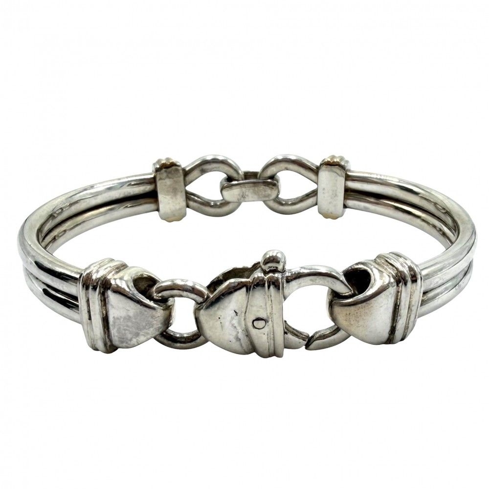 Tiffany & Co Bangle Double Loop Combination Bracelet 18k YG 925 Sterling Silver — view 2