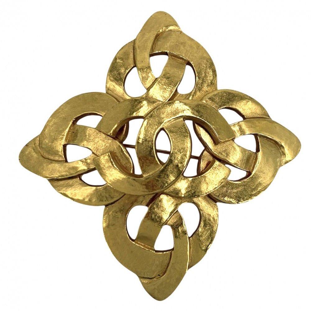 Chanel Brooch CC Logo Vintage Gold Plated