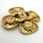 Chanel Brooch Clover CC Logo Vintage Gold Plated — view 3