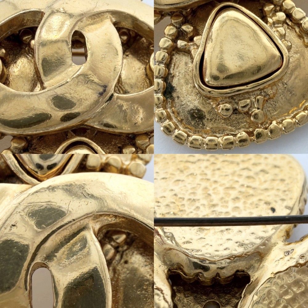 Chanel Brooch Clover CC Logo Vintage Gold Plated — view 5