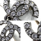 Chanel Earrings CC Logo Swing Rhinestone Silver — view 5