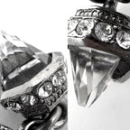 Chanel Earrings CC Logo Swing Rhinestone Silver — view 8