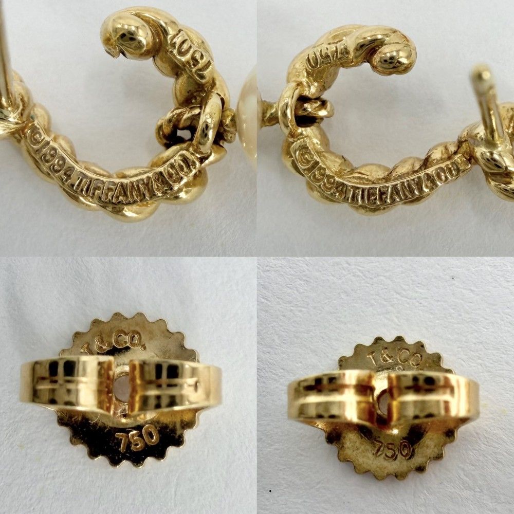 Tiffany & Co Earrings Twist 18k YG Gold Pearl — view 5