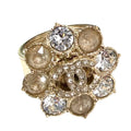 Chanel Ring CC Logo Rhinestone