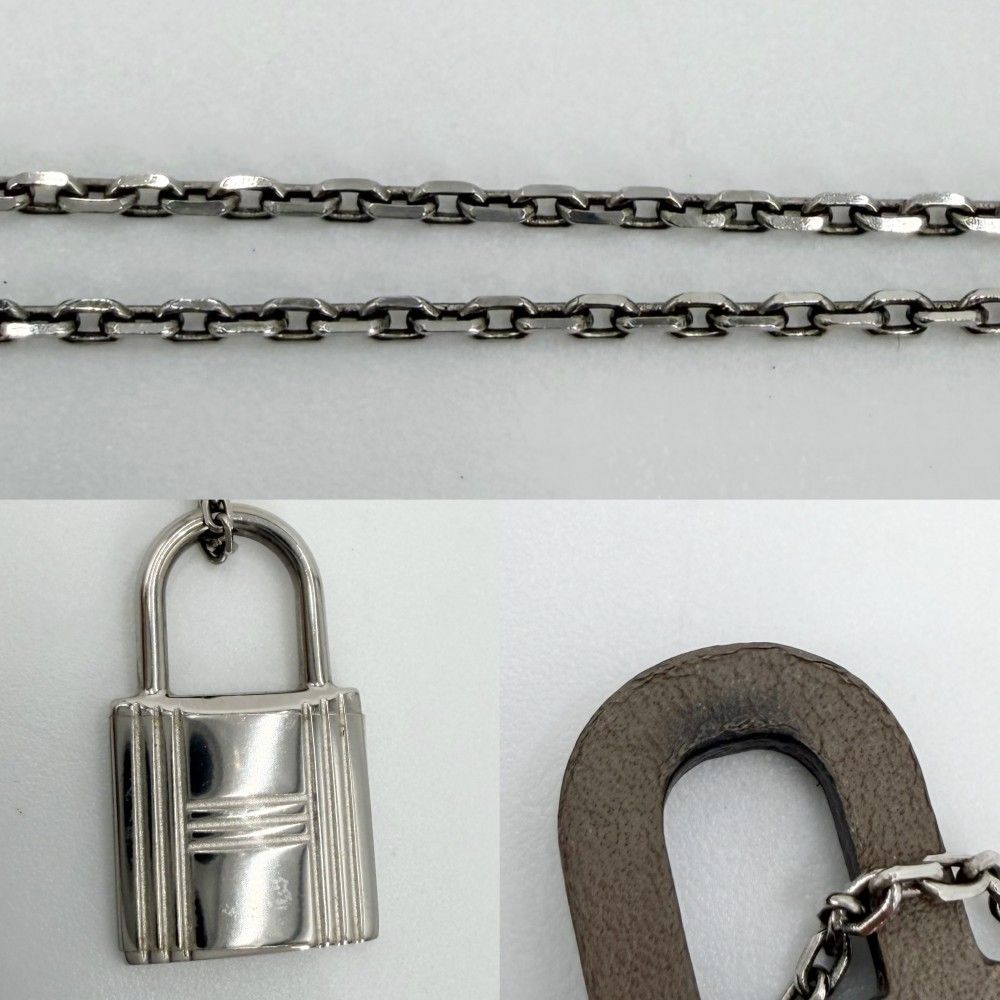 Hermes Necklace Au Kelly PM Cadena Star Leather Brown Silver — view 6