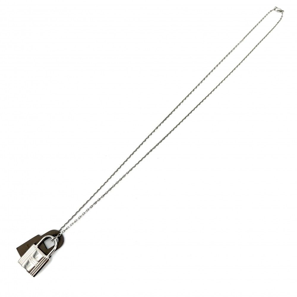 Hermes Necklace Au Kelly PM Cadena Star Leather Brown Silver — view 5