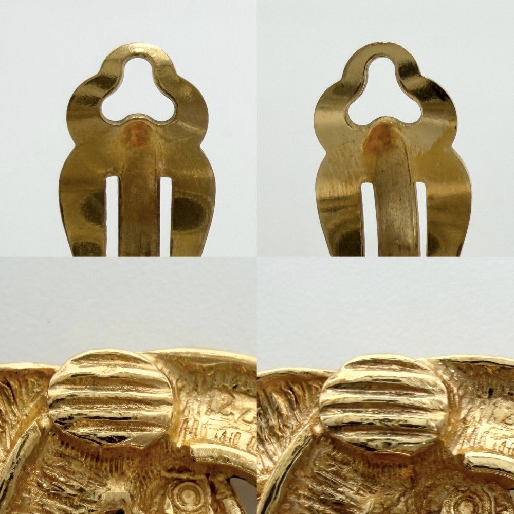 Chanel Earrings CC Logo Quilted Vintage Gold Plated — view 3