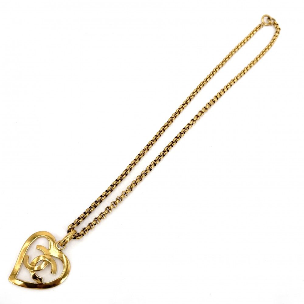 Chanel Necklace CC Logo Heart Vintage Chain Gold Plated — view 5