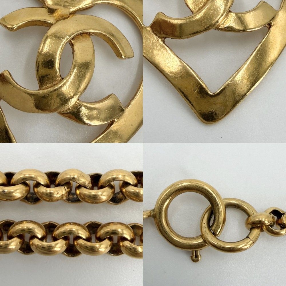 Chanel Necklace CC Logo Heart Vintage Chain Gold Plated — view 6