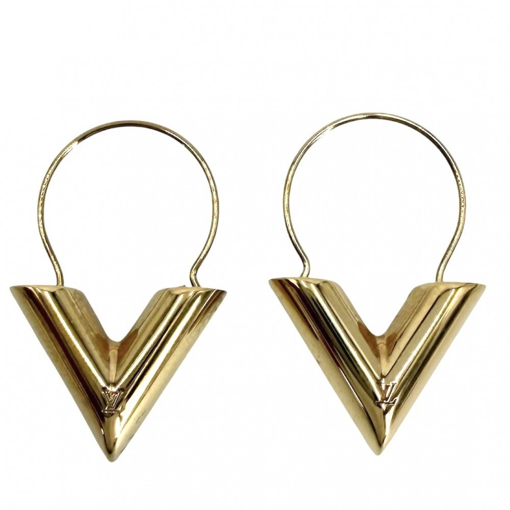 Louis Vuitton Earrings Essential Hoop Small Simple Gold