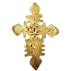 Chanel Brooch Cross CC Logo Vintage Gold Plated