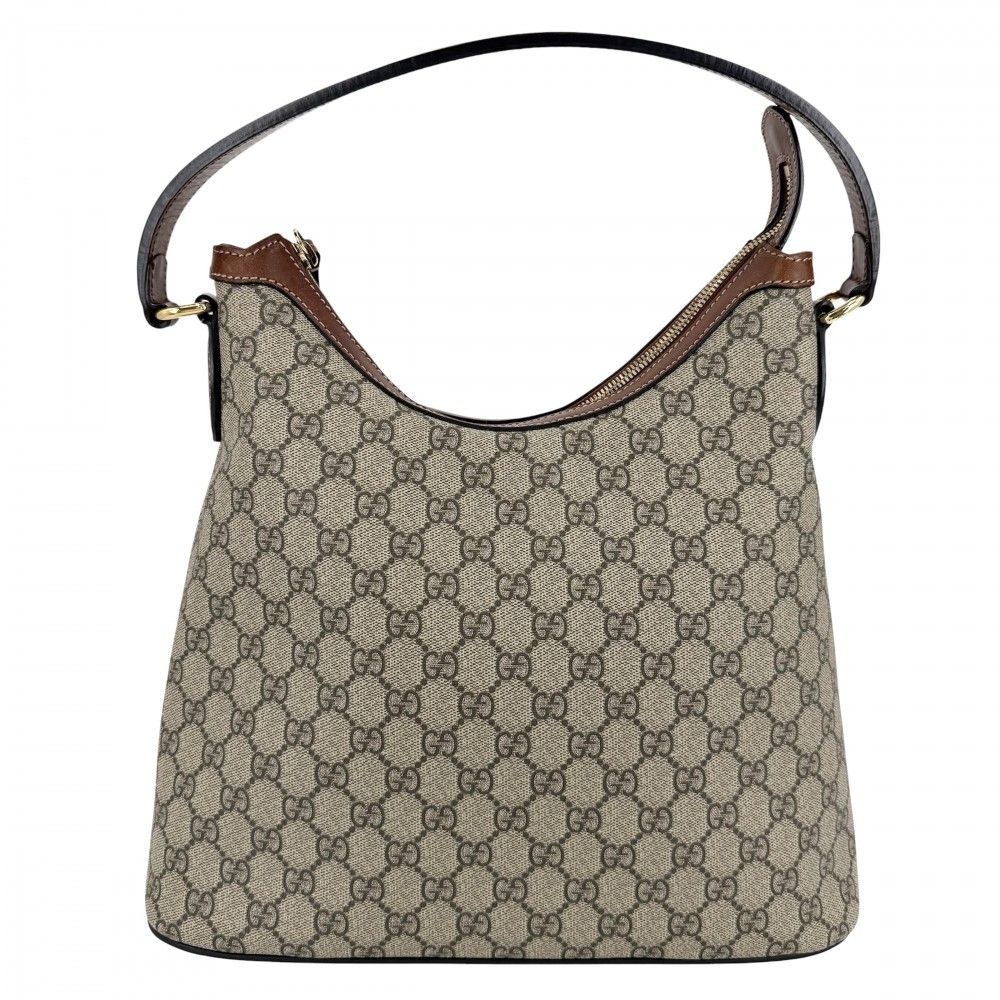Gucci 2-Way Hobo Shoulder Bag Crossbody GG Supreme Canvas Leather Beige Brown — view 2
