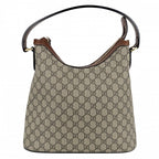 Gucci 2-Way Hobo Shoulder Bag Crossbody GG Supreme Canvas Leather Beige Brown — view 2