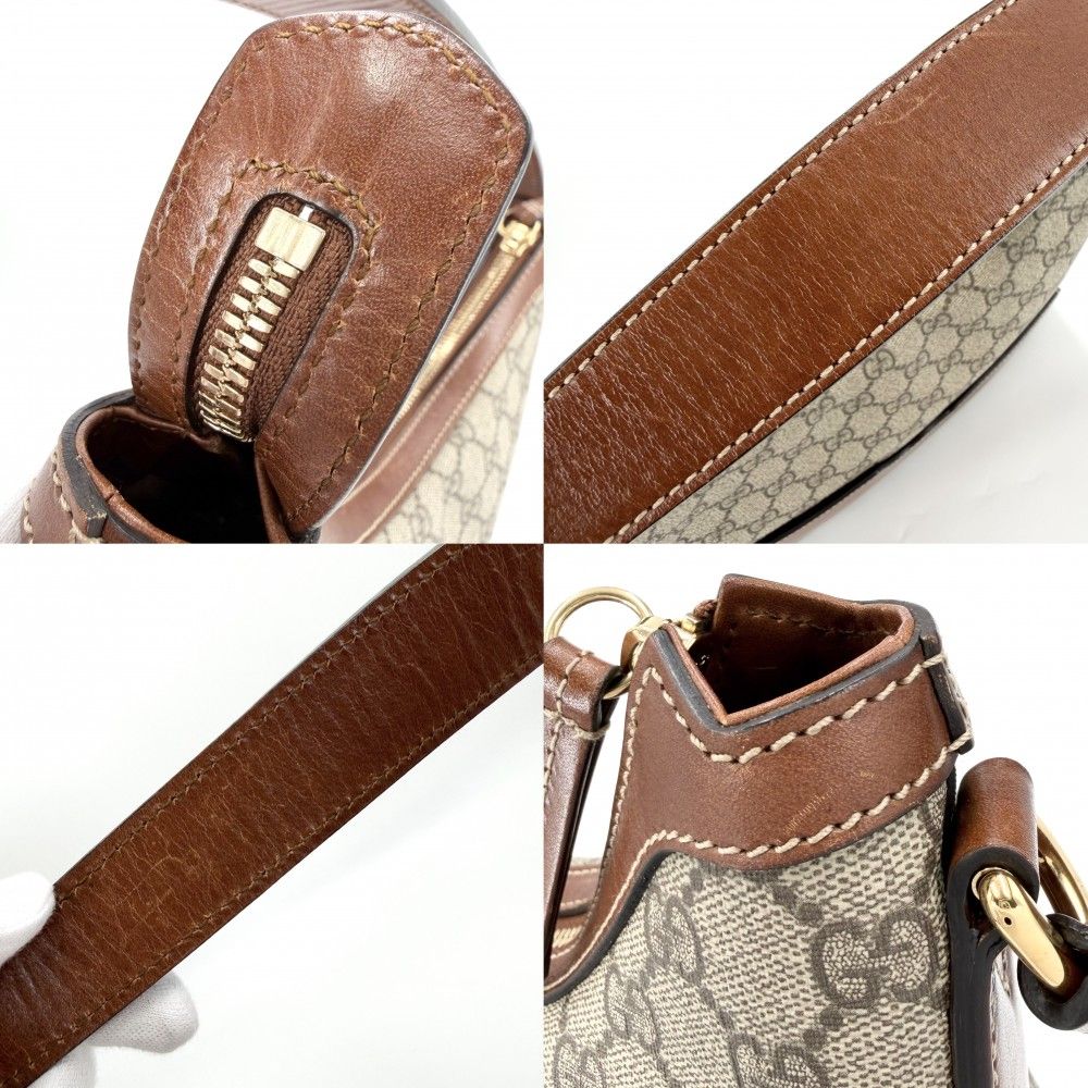 Gucci 2-Way Hobo Shoulder Bag Crossbody GG Supreme Canvas Leather Beige Brown — view 7