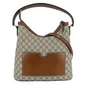 Gucci 2-Way Hobo Shoulder Bag Crossbody GG Supreme Canvas Leather Beige Brown