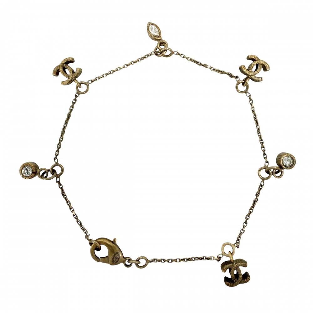 Chanel Bracelet CC Logo Coco Chain Rhinestone