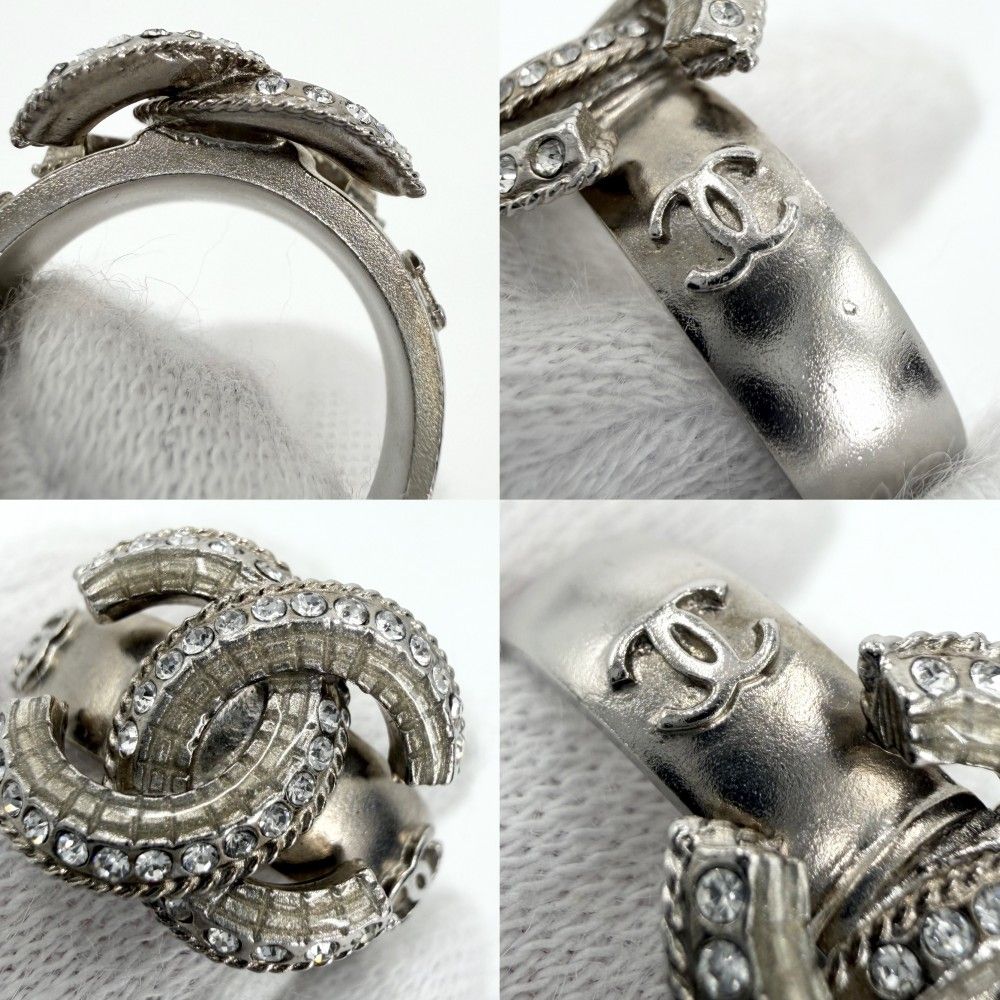 Chanel Ring CC Logo Rhinestone 14k — view 5