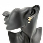 Chanel Earrings CC Logo Swing Gold Faux Pearl — view 2