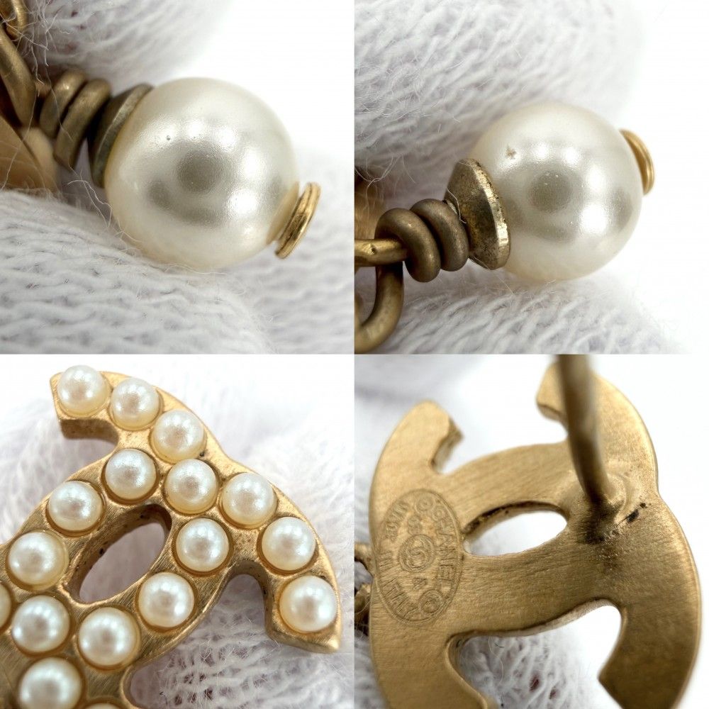 Chanel Earrings CC Logo Swing Gold Faux Pearl — view 6