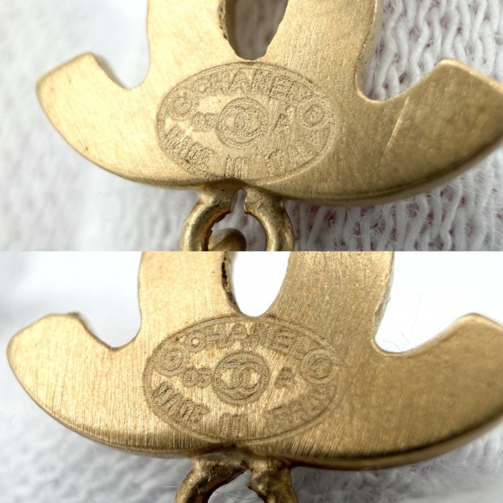Chanel Earrings CC Logo Swing Gold Faux Pearl — view 5