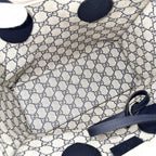 Gucci 2-Way Tote Shoulder Crossbody Lido Cotton Linen Beige Navy Silver — view 4
