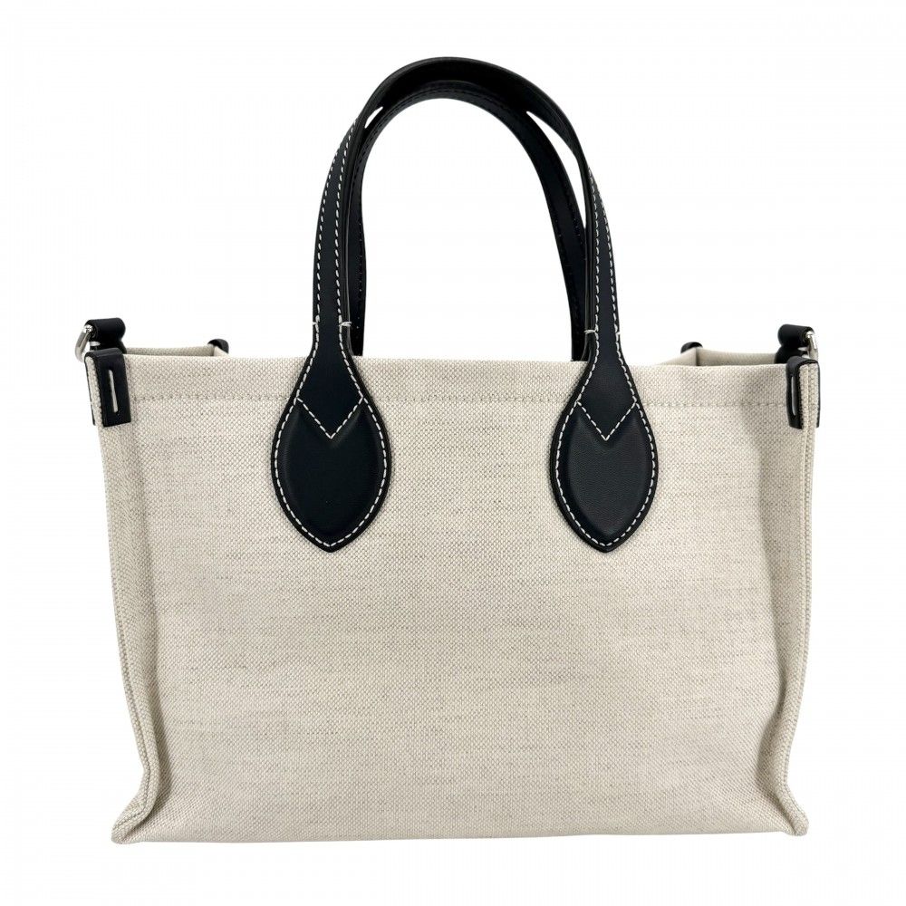 Gucci 2-Way Tote Shoulder Crossbody Lido Cotton Linen Beige Navy Silver — view 2
