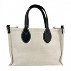 Gucci 2-Way Tote Shoulder Crossbody Lido Cotton Linen Beige Navy Silver — view 2