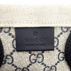 Gucci 2-Way Tote Shoulder Crossbody Lido Cotton Linen Beige Navy Silver — view 5