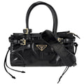 Prada 2-Way Boni Mini Shoulder Bag Crossbody Triangle Logo Tote Leather Black