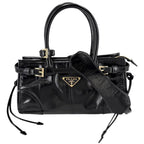 Prada 2-Way Boni Mini Shoulder Bag Crossbody Triangle Logo Tote Leather Black