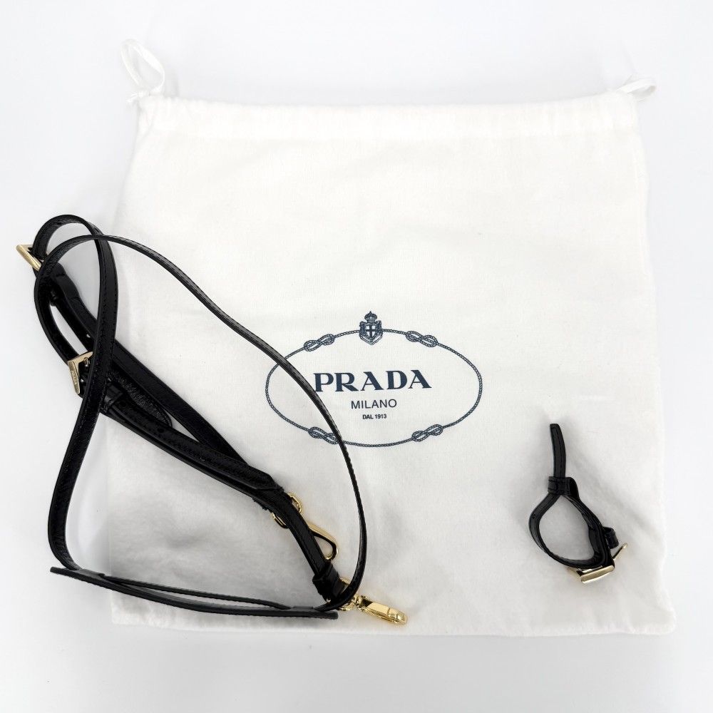 Prada 2-Way Boni Mini Shoulder Bag Crossbody Triangle Logo Tote Leather Black — view 7