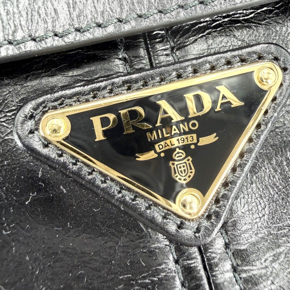 Prada 2-Way Boni Mini Shoulder Bag Crossbody Triangle Logo Tote Leather Black — view 5