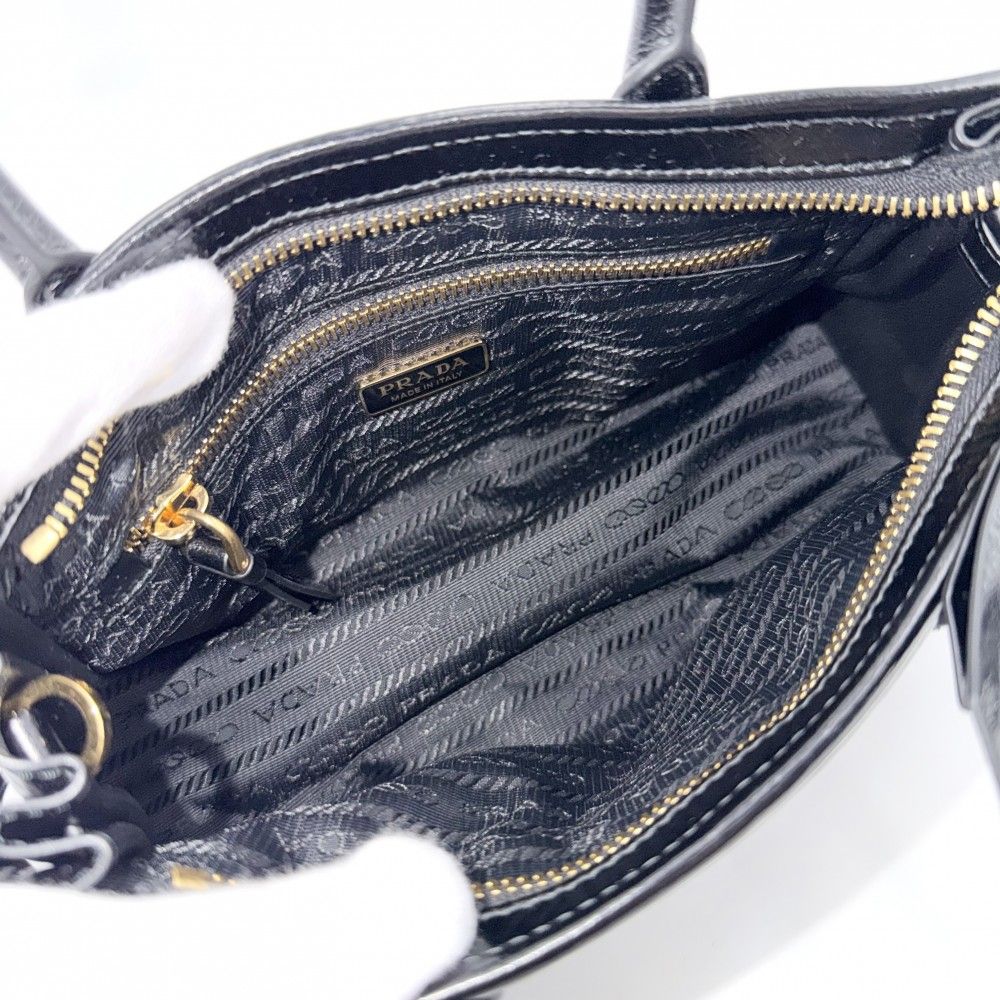 Prada 2-Way Boni Mini Shoulder Bag Crossbody Triangle Logo Tote Leather Black — view 4