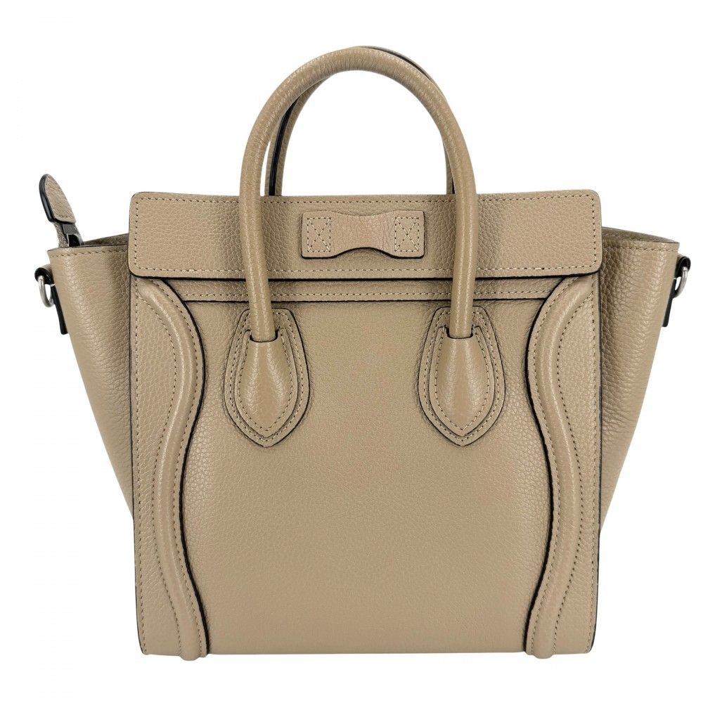 Celine 2-Way Luggage Nano Shoulder Bag Crossbody Leather Brown Silver — view 2