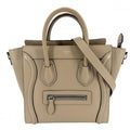 Celine 2-Way Luggage Nano Shoulder Bag Crossbody Leather Brown Silver